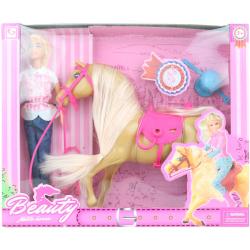 Panenka žokejka 30cm herní set s koněm a doplňky dlouhá hříva plast