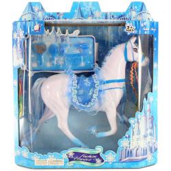 Kůň modrý plastový česací 23cm dlouhá hříva set s kadeřnickými doplňky