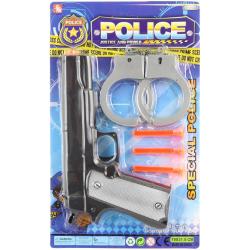 Pistole policejní dětská set s pouty a soft náboji s přísavkou na kartě