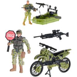 Voják kloubový stojící 10cm s motocyklem / člunem a zbraní 2 druhy plast