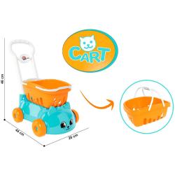 Nákupní vozík kočička set s košíkem plast v síťce