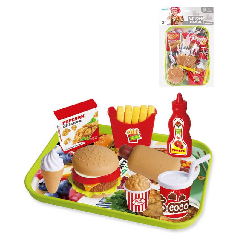 Občerstvení Fast Food dětské makety potravin s tácem rychlé občerstvení
