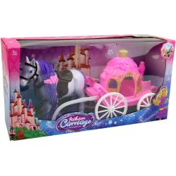 Kočár pro princeznu herní set s koněm 34cm 2 barvy plast