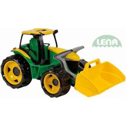 LENA Traktor plastový se lžící zeleno - žlutý 62 cm na písek
