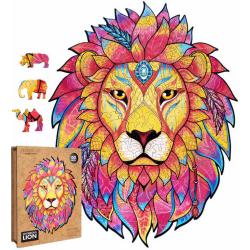 PUZZLER DŘEVO Tajemný lev 21x30cm dekorativní barevná skládačka 150 dílků