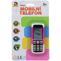 Telefon dětský 11cm tlačítkový mobil na baterie 4 barvy AJ Zvuk na kartě