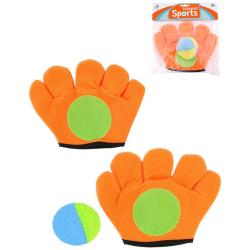 Hra Catch ball oranžová rukavice chytací set 2ks se soft míčkem v sáčku