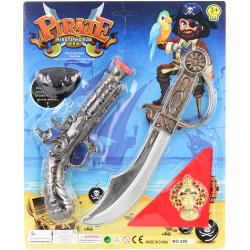 Pirátský dětský set bambitka s mačetou a doplňky 5ks plast na kartě