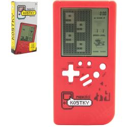 Hra retro digitální Tetris Brick Game padající kostky Červená na baterie Zvuk