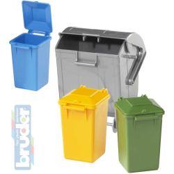 BRUDER 02607 (2607) Popelářský set 3 popelnice + kontejner plast