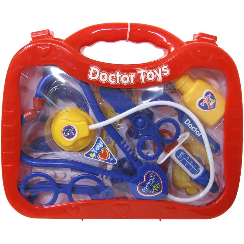 Doktor kufřík červený dětské lékařské plastové potřeby sada 13ks