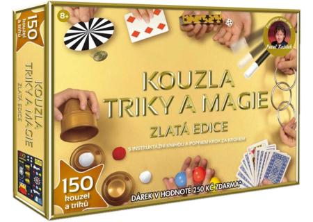 Sada Kouzla, triky, magie zlatá edice 150 kouzel a triků v krabici dárek Zdarma