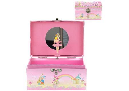 Šperkovnice hrací skříňka truhlice s panenkou baletkou na natažení karton