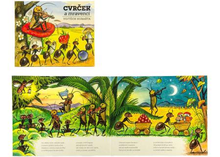 Knížka dětská Cvrček a mravenci leporelo veršované s básničkami