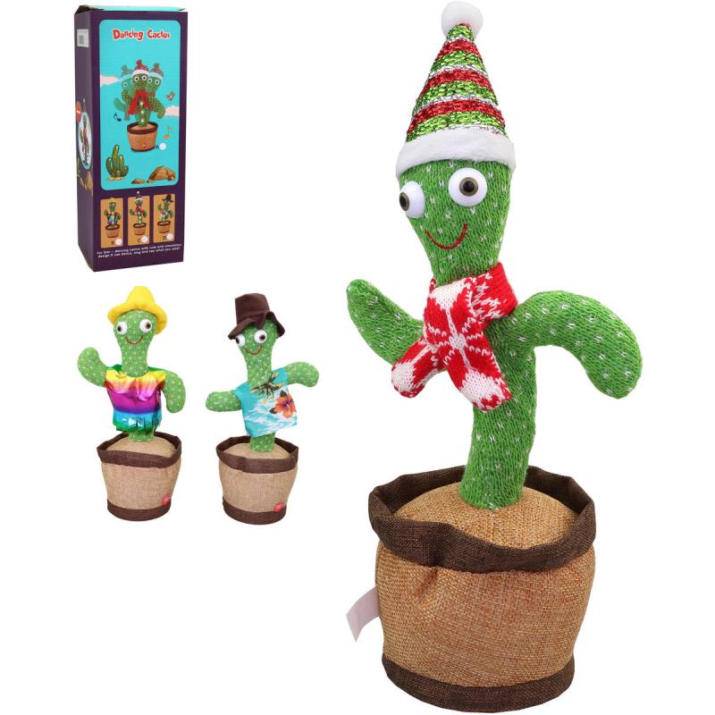 Kaktus veselý tančící opakuje slova na baterie Světlo Zvuk 3 druhy