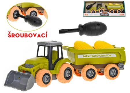 Traktor s vlečkou montážní šroubovací set s nástrojem a kukuřicí volný chod
