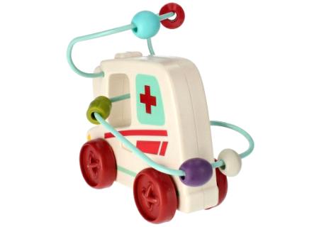 BAM BAM Baby auto sanitka na setrvačník labyrint motorický s korálky plast