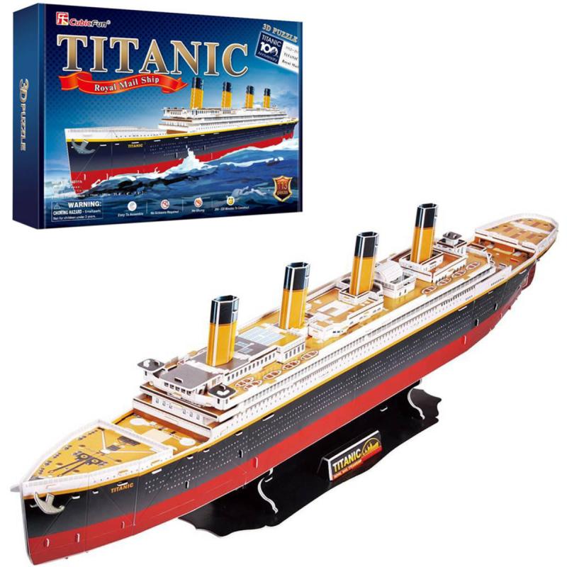 CubicFun Puzzle zaoceánský parník Titanic 3D skládačka 113 dílků v krabici
