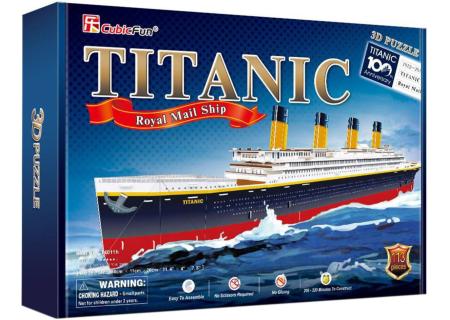 CubicFun Puzzle zaoceánský parník Titanic 3D skládačka 113 dílků v krabici