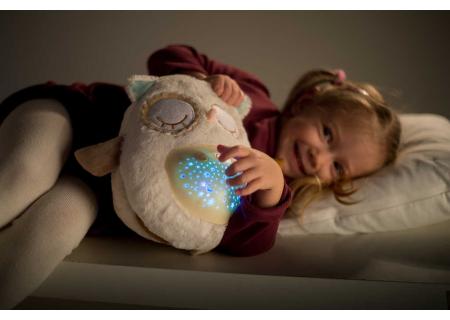 PLYŠ Baby sovička usínáček 25cm projektor na baterie Světlo Zvuk pro miminko