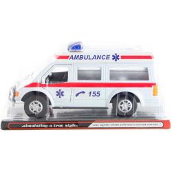 Auto sanitka plastová 15cm bílá ambulance na setrvačník
