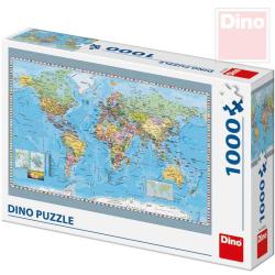 DINO Puzzle 1000 dílků Politická mapa světa 66x47cm skládačka v krabici