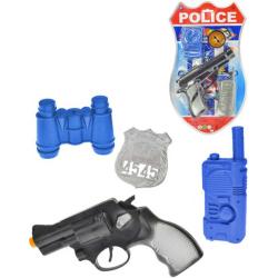 Pistole policejní klapací 18cm + foťák/dalekohled set s doplňky 4ks na kartě