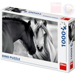 DINO Puzzle 1000 dílků Černobílí koně 66x47cm skládačka v krabici
