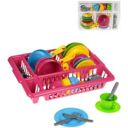 Sada dětské barevné nádobí s odkapávačem různé barvy plast