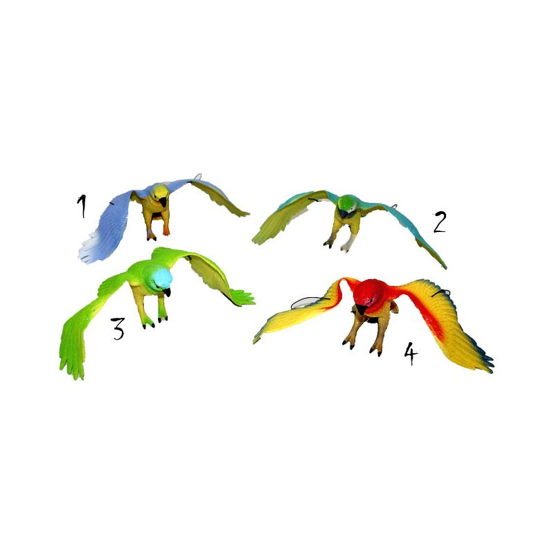 Papoušek barevny pískající gumový (ptáček na zavěšení na gumě)
