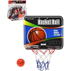 Koš basketbalový na košíkovou set s míčem 9cm různé druhy trikolora v sáčku