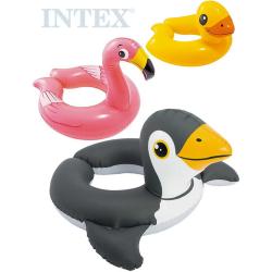 INTEX Kruh dětský nafukovací s hlavičkou zvířátka do vody 3 druhy 59220